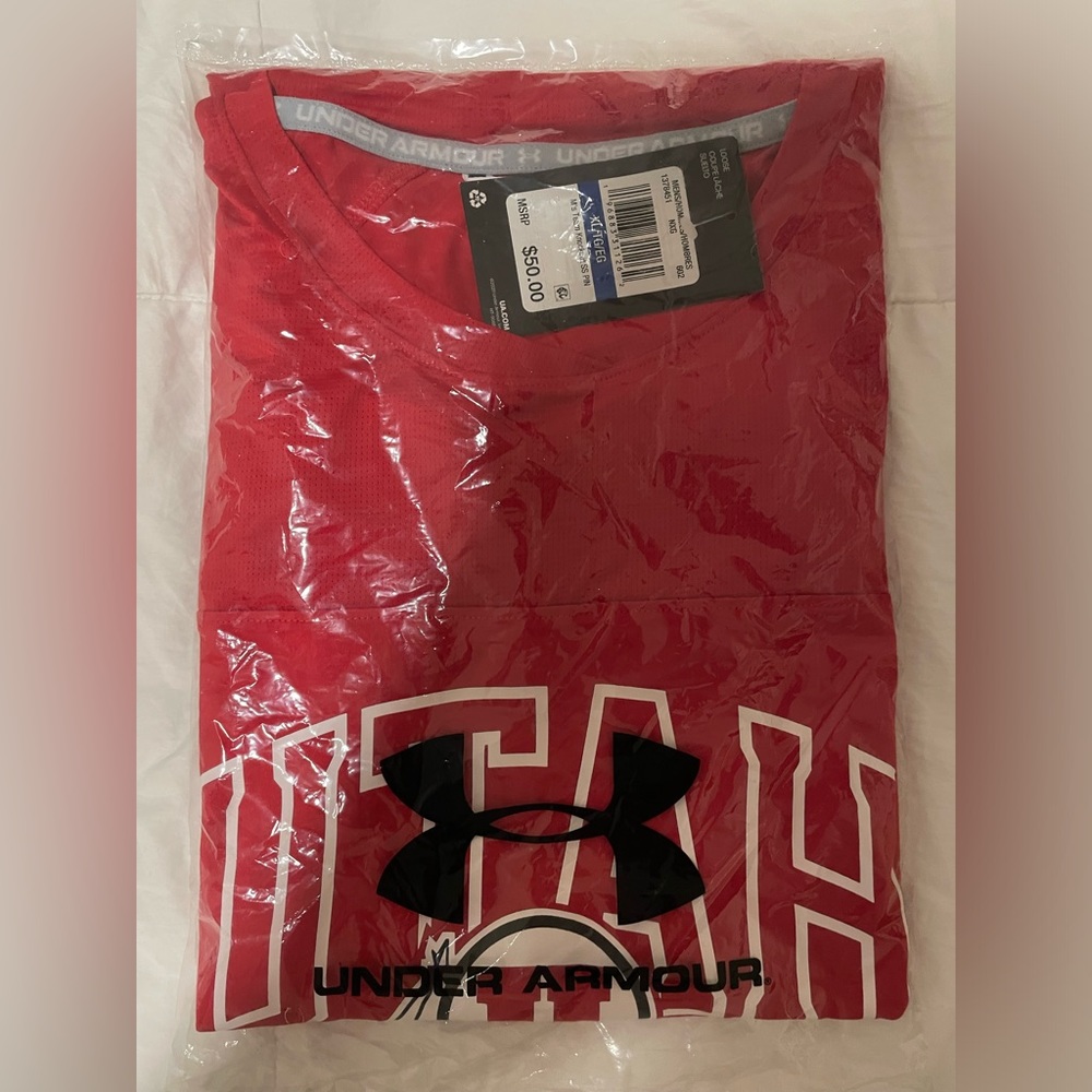 Men’s XL Utah Utes short sleeve shirt. New with tags still in plastic.